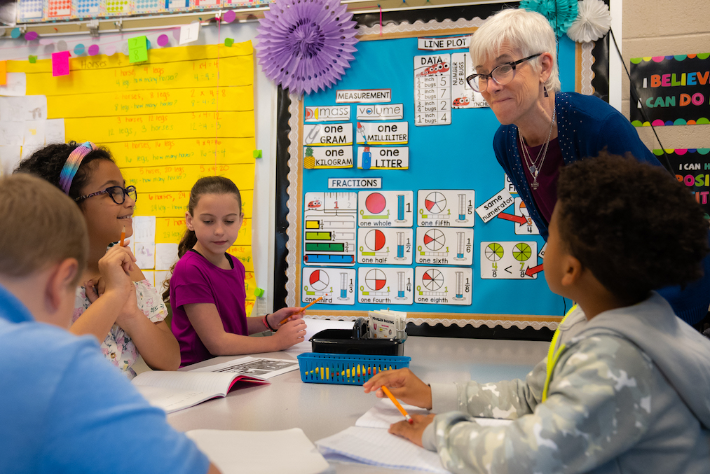 Barbara Davidson observes students.